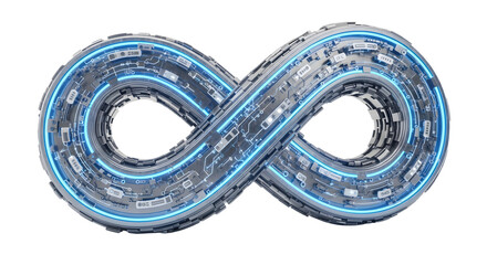 Futuristic Digital Infinity Symbol with Blue Glowing Circuitry Design
