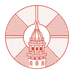 An outline style illustration depicting fisherman bastion