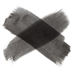 Black Crossover Brushstrokes on Transparent Background with Textured Grayscale Effect