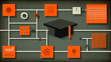 Innovative education infographic showcasing learning paths digital space graphic design modern environment aesthetic viewpoint