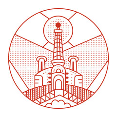 A linear style illustration representing park guell