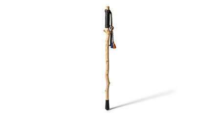 Walking stick isolated on white background, a rustic and reliable companion for hiking and outdoor adventures, offering support and stability on any terrain