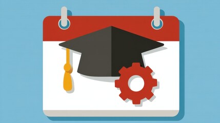 Graduation celebration event school auditorium digital illustration modern design aerial view education concept for seo impact