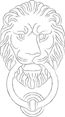 Lion door knocker head with ring in mouth