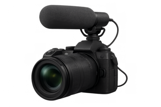 Digital camera shooting video with external microphone