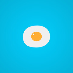 fried egg on blue background. simple breakfast food illustration in flat minimal style. fried egg vector design 