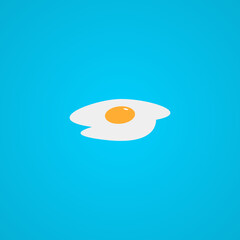 fried egg on blue background. simple breakfast food illustration in flat minimal style. fried egg vector design 