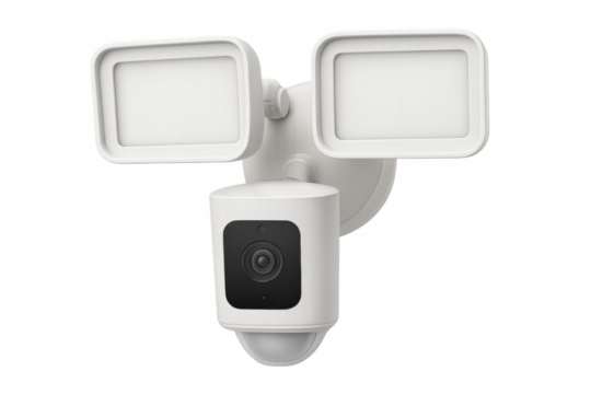 Home security camera with floodlight and motion sensor