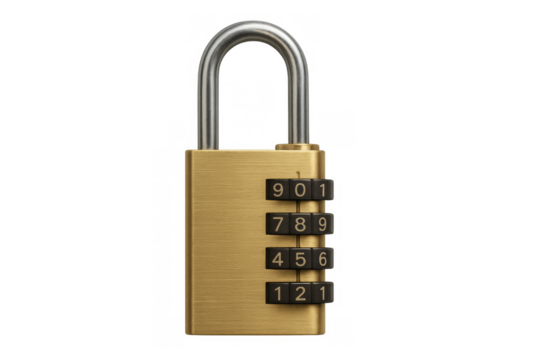 Combination lock identifying security and protection concept