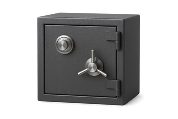 Steel safe box protecting important valuables isolated