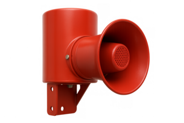 Red emergency alarm siren loudspeaker warning signal