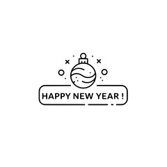 Icon with "Happy New Year!" featuring a festive bauble representing holiday greetings