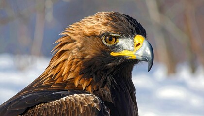 Close-up of a majestic golden eagle, showcasing its striking features