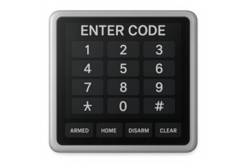 Home security alarm system keypad entering code