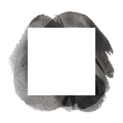 Abstract Ink Stain with White Square Center on Transparent Background