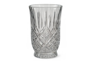 Empty crystal glass vase with cut glass pattern