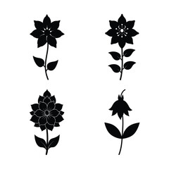 Passionflower icons collection for floral and botanical design