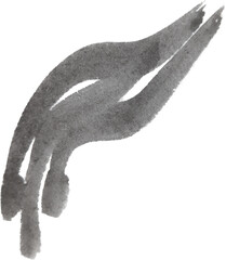 Abstract Ink Stroke Graphic Element with Gray Tones on Transparent Background