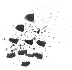 Abstract Dark Splatter Pattern Against Gray Surface with Textured Details