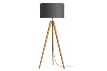 Modern tripod floor lamp with gray shade