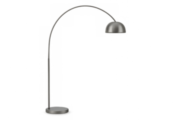 Modern metal arc floor lamp with transparent background