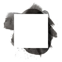 Abstract Watercolor Brush Stroke Composition with Square Shape and Transparent Background