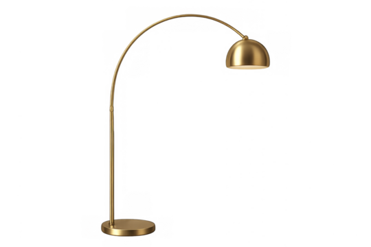 Golden arc floor lamp providing modern lighting