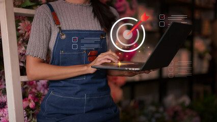 Professional develops digital marketing strategy targets business growth manages online tasks using...