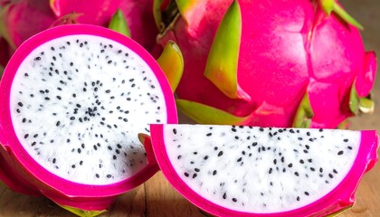 Close-up of Freshly Cut Dragon Fruit Showing the Inner Flesh and Seeds