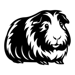 Stylized Black and White Guinea Pig Vector Illustration for Art Prints