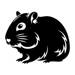 Monochrome depiction of a domestic Guinea pig, Cavia porcellus, on white background
