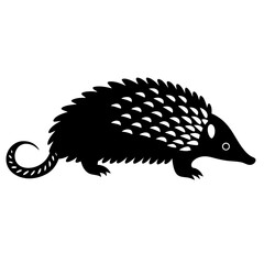 Stylized silhouette of an echidna animal with simple design elements illustration