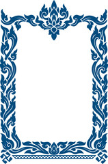 Elegant Thai Ornament Frame vector with Lotus Motif, Elegant Floral frame with Intricate Leaf and Bloom, border corner decoration design, glass frame design, tiles, mosaic, Islamic border decoration.