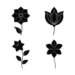 Starflower silhouette icons collection for botanical and nature design