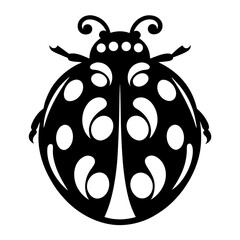 Stylized ladybug vector icon with whimsical patterns isolated on white background