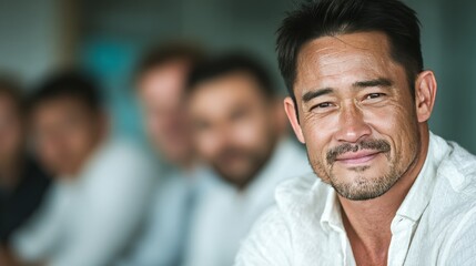 Obraz premium corporate portrait of a confident male professional person, copy and text space, 16:9