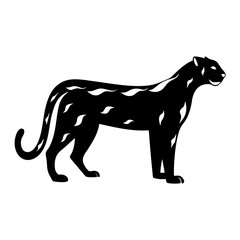 Stylized Black Panther Silhouette with Leaf Pattern on a White Background