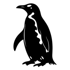 Naklejka premium A bold minimalist black and white depiction of a single penguin
