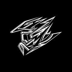 Supermoto Motocross helmet logo design template emblem badge.