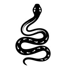 Elegant stylized black and white snake illustration coiled and ready to strike