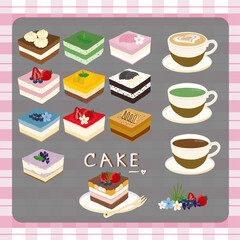 Vector of Colorful Cake and Coffee Set Illustration – Cute Dessert and Cafe Art