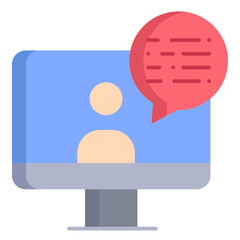 monitor chat chat flat icon design