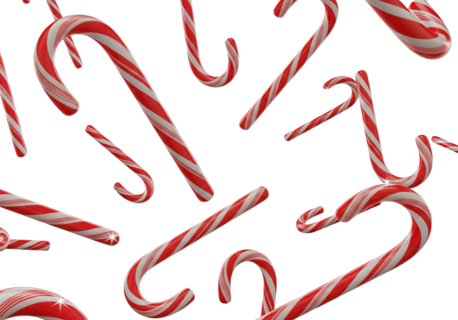 Candy cane christmas concept isolated on transparent background