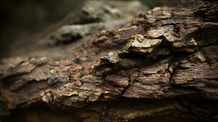Detailed Close-Up of Weathered Tree Bark Texture with Natural Brown Tones and Rough Surface, Perfect for Backgrounds and Textures