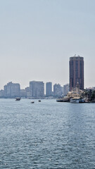 Naklejka premium Cairo, Egypt. Panoramic view of Cairo from the River Nile in Egypt.