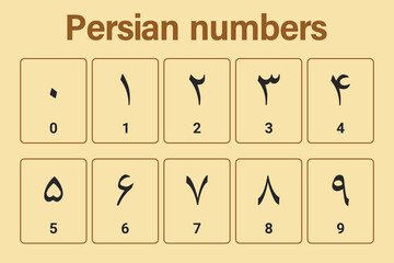 Persian numbers. Education. Science. School. Vector illustration.