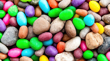 Colorful pebble shapes soft texture vibrant playful smooth surface rounded cheerful bright squishy mixed size joyful arrangement