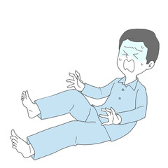 足がつった男性　青ざめる