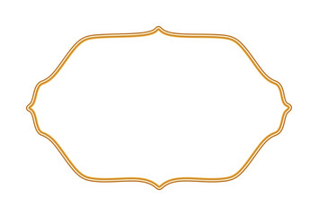 Ornamental gold 3d border in oriental style. Shiny golden luxury frame. Realistic object mockup for photo frame. Indian decorative element. Vector for certificate, stamp, vignette
