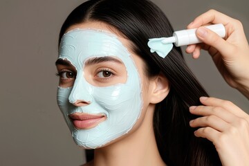 applying protein mask to hair